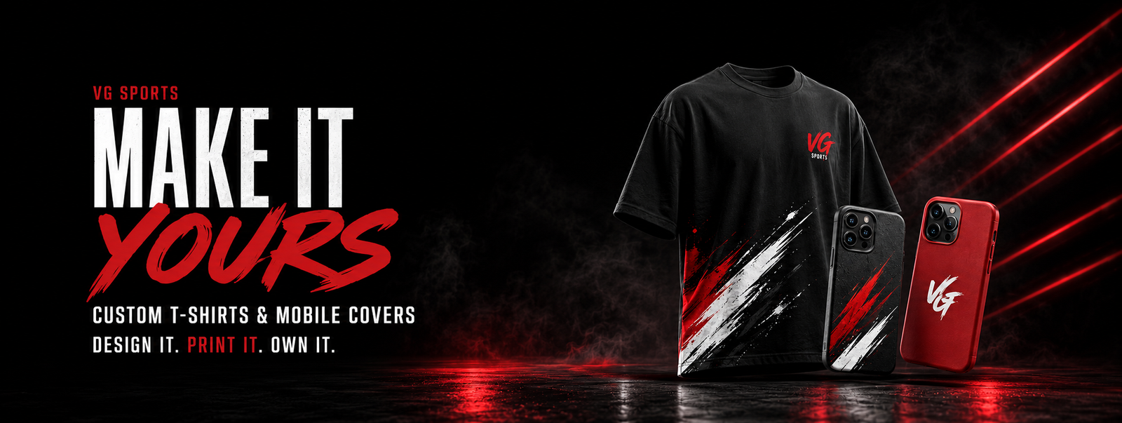 Make it yours with VG Sports custom T-shirts and mobile covers